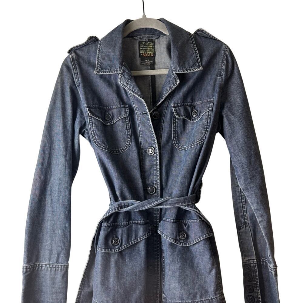 Vintage Lucky Brand Denim Trench Field Coat Jacket military Women’s Medium jean